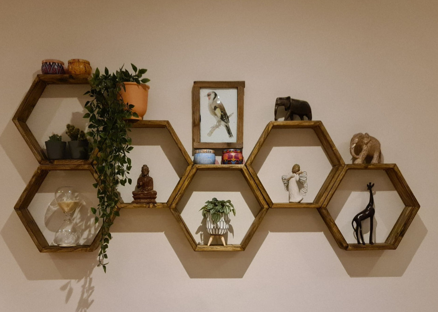 Hexagon Shelves - Hexagon Shelf - Reclaimed Wood Shelf - Honeycomb Shelf