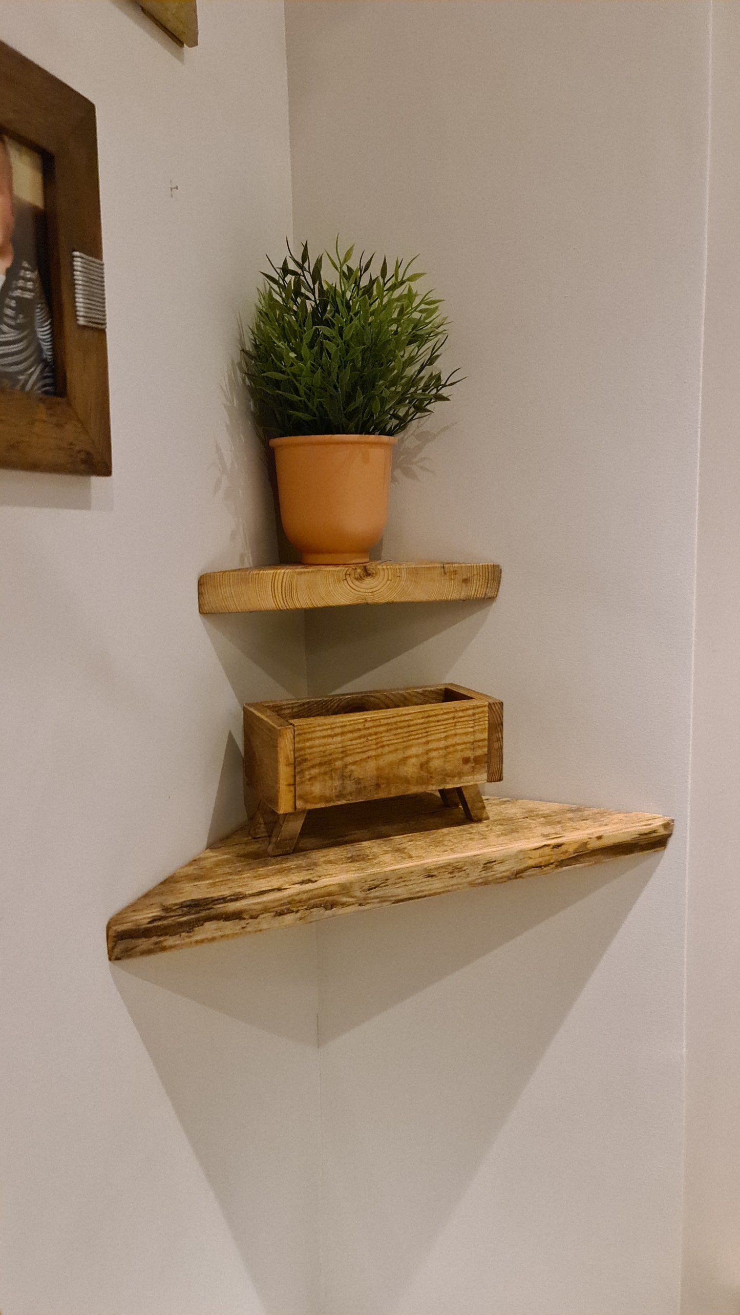 Corner Shelf - Reclaimed Scaffold Board Corner Shelves