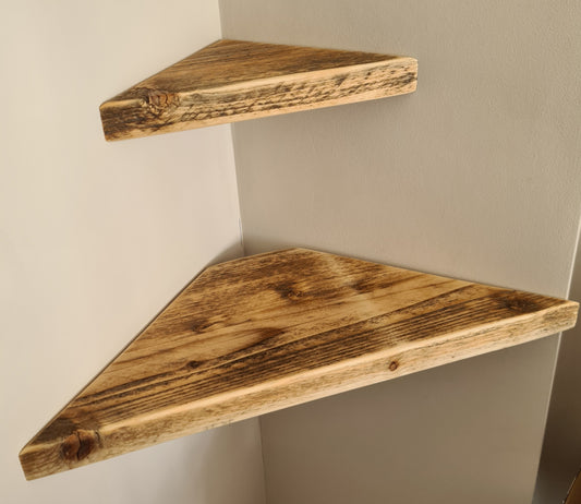 Corner Shelf - Reclaimed Scaffold Board Corner Shelves