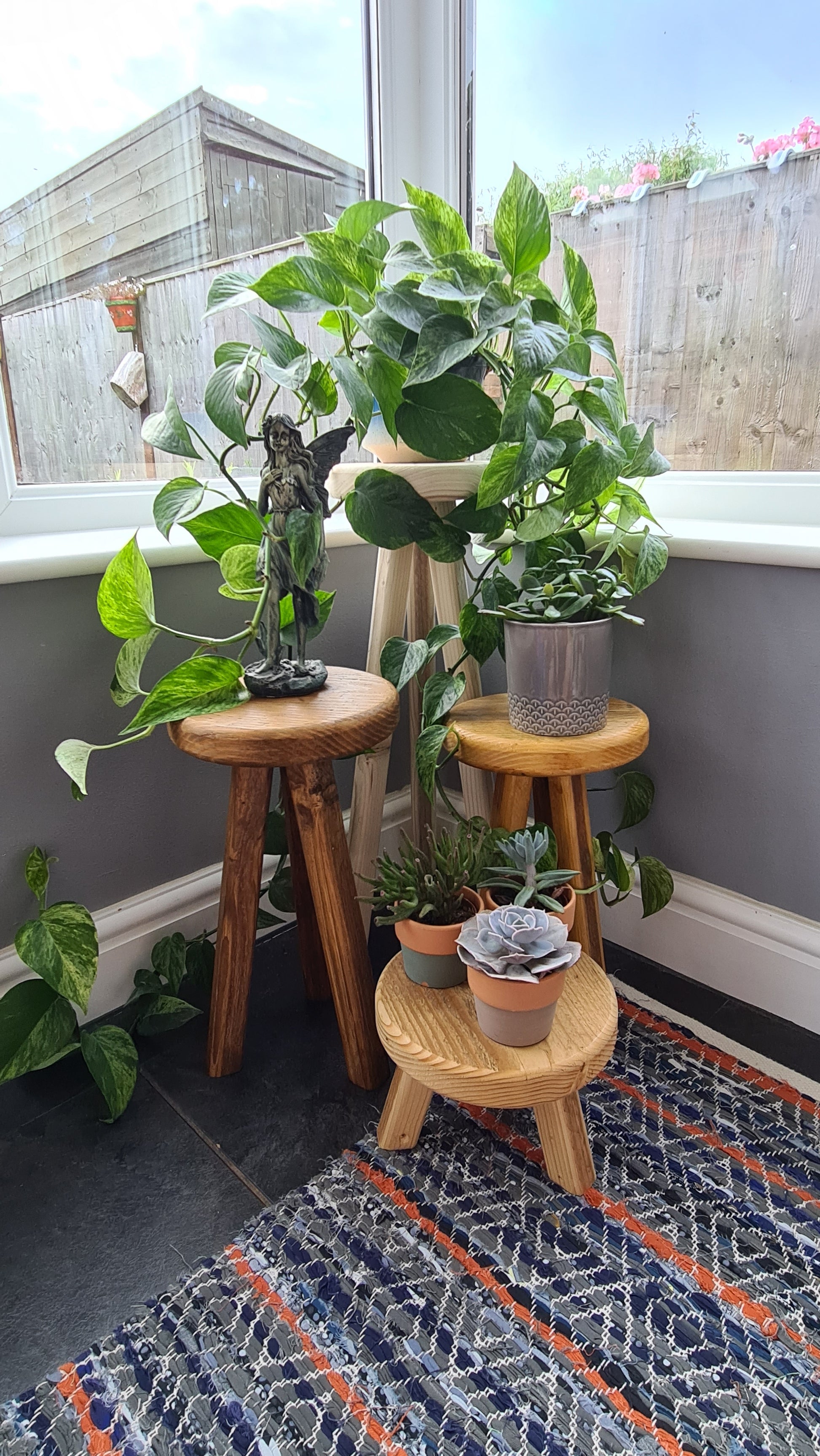 stool for indoor plant Reclaimed Scaffold Board Plant Stool – On The Wall Rustic Design