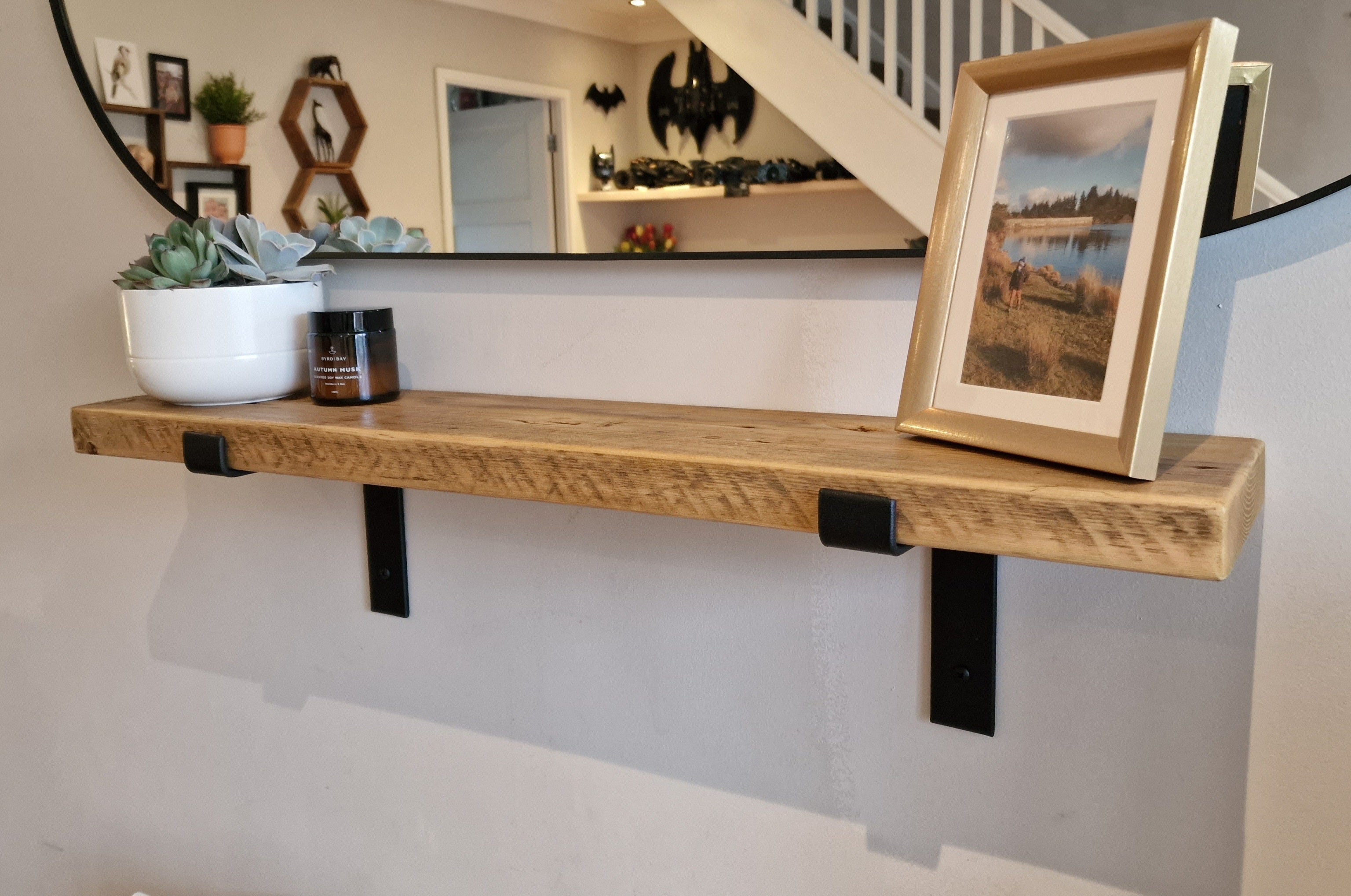 Sample Boards Shelf 15cm Deep - Reclaimed Scaffold Board Shelves – On The Wall Rustic Design
