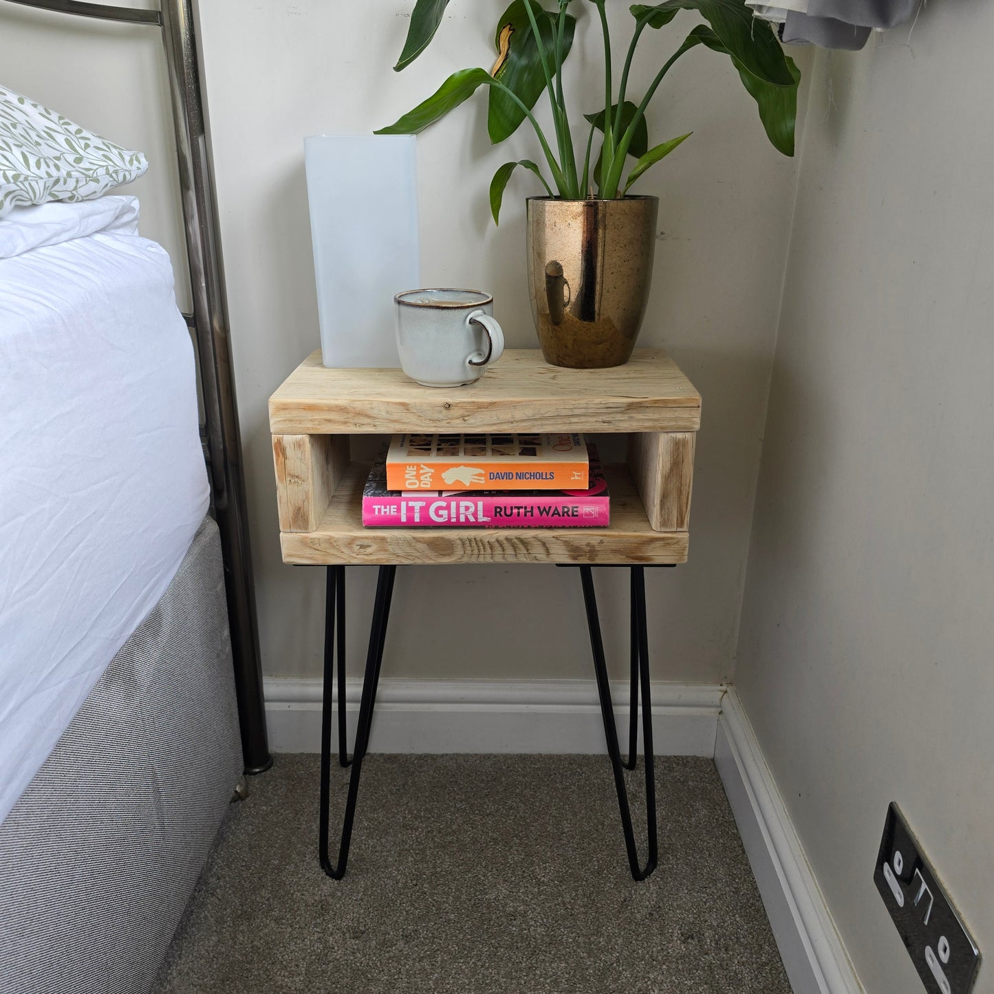 Nightstand - Reclaimed Scaffold Board Nightstand - Bedside Table - Side/Sofa End Table