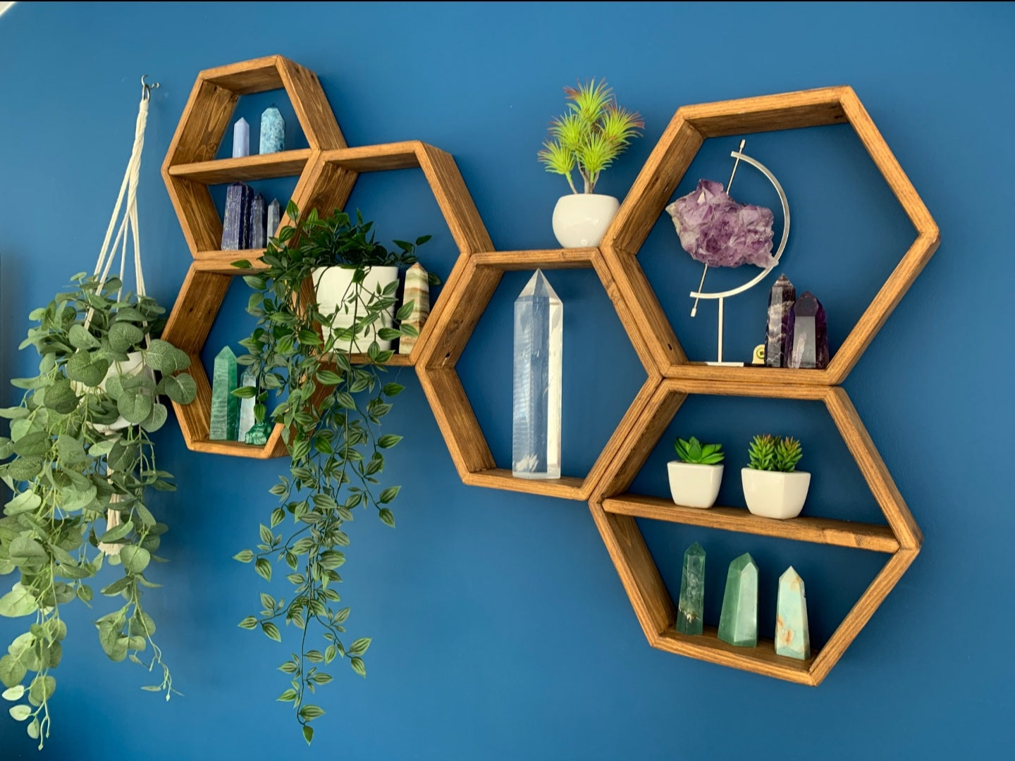 Hexagon Shelves - Hexagon Shelf - Reclaimed Wood Shelf - Honeycomb Shelf