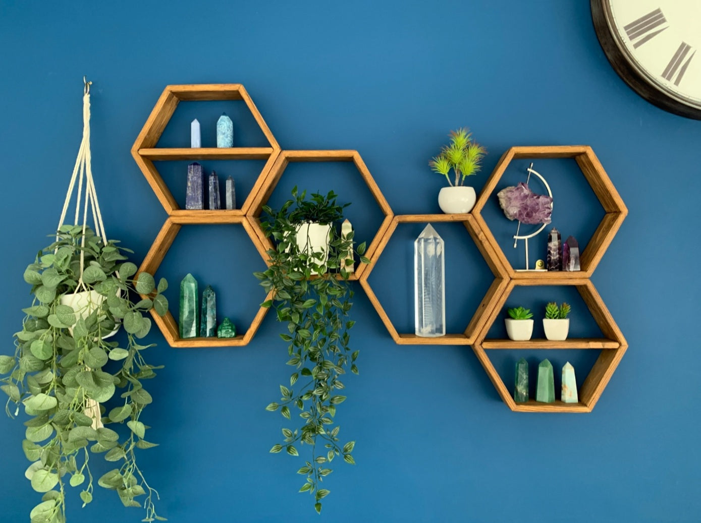 Hexagon Shelves - Hexagon Shelf - Reclaimed Wood Shelf - Honeycomb Shelf